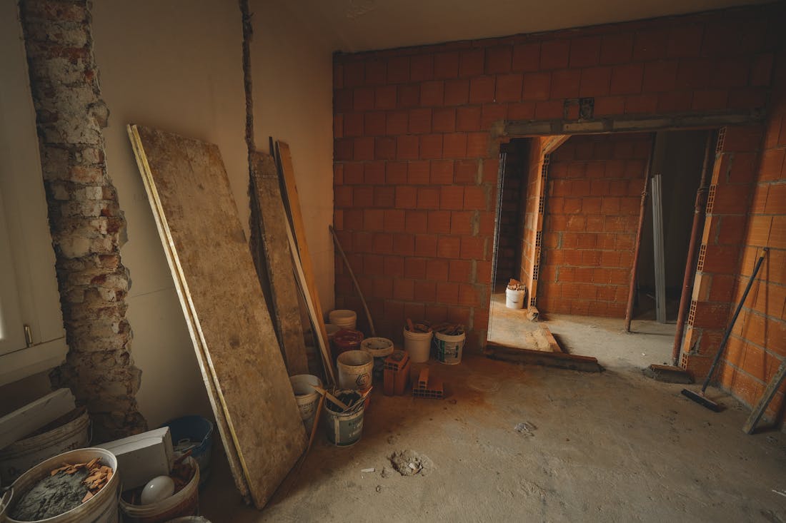 Gutted condo under renovation